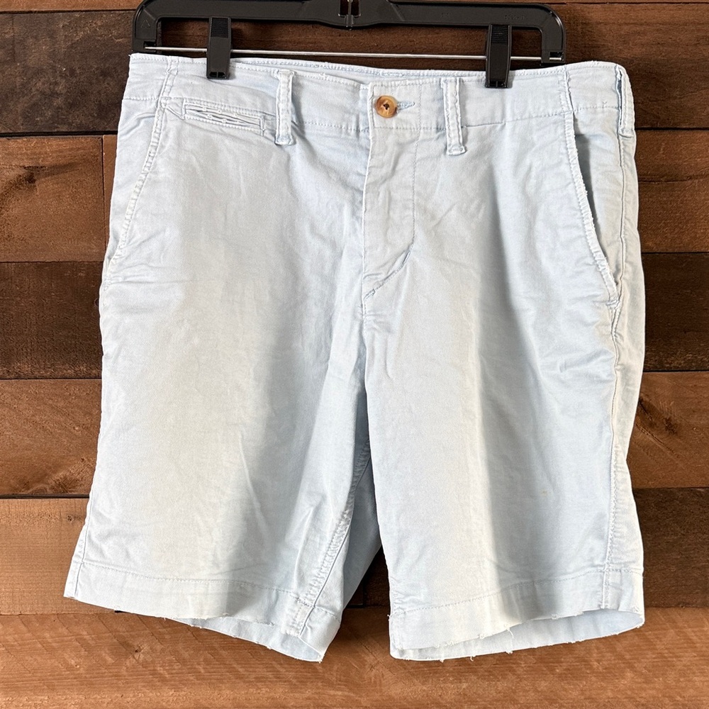 American Eagle Men's Light Blue Flat Front Shorts